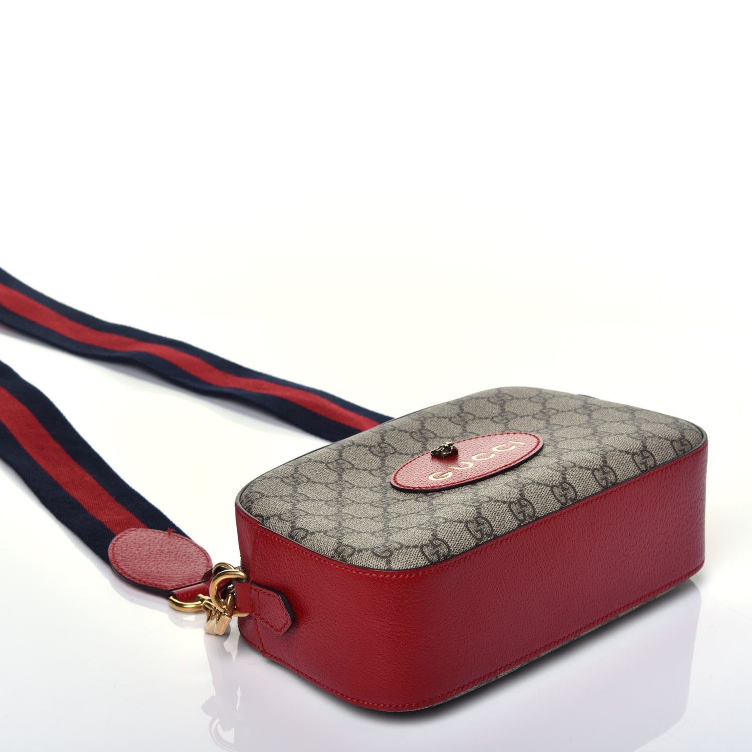 Gucci GG Supreme Monogram Web Neo Vintage Shoulder Bag Beige Red 4 of 9