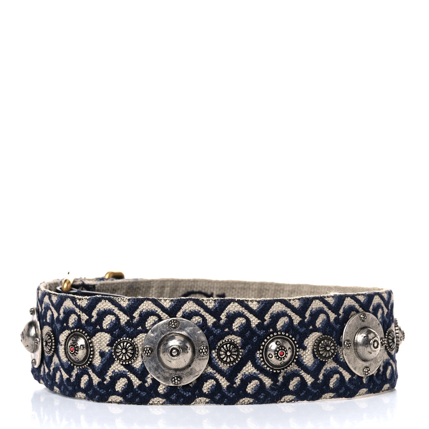 Christian Dior Oblique Studded Shoulder Strap Blue 2 of 10