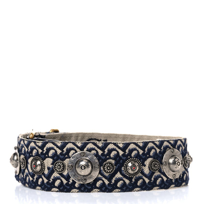 Christian Dior Oblique Studded Shoulder Strap Blue 2 of 10