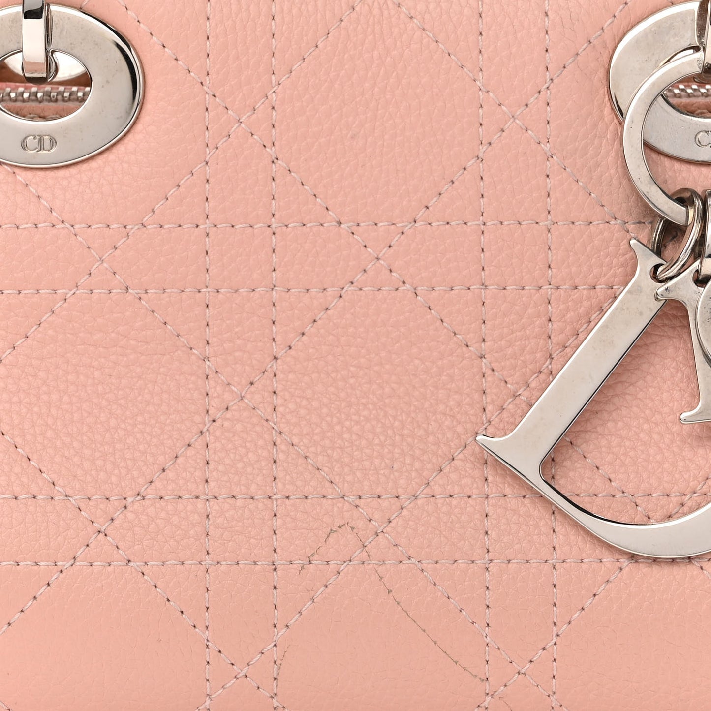 Calfskin Cannage Stitched Small East West Lady Dior Rose Clair
