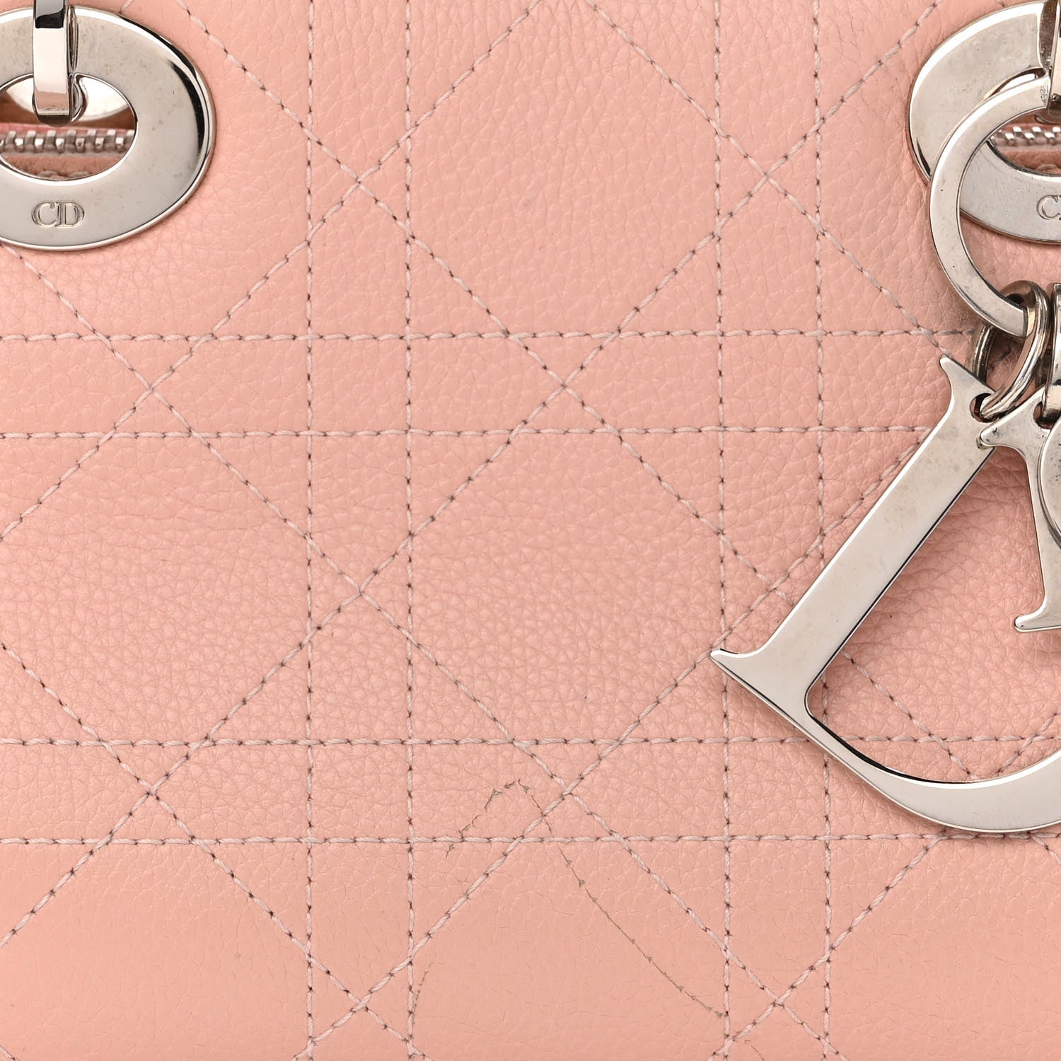 Christian Dior Calfskin Cannage Stitched Small East West Lady Dior Rose Clair 8 of 11