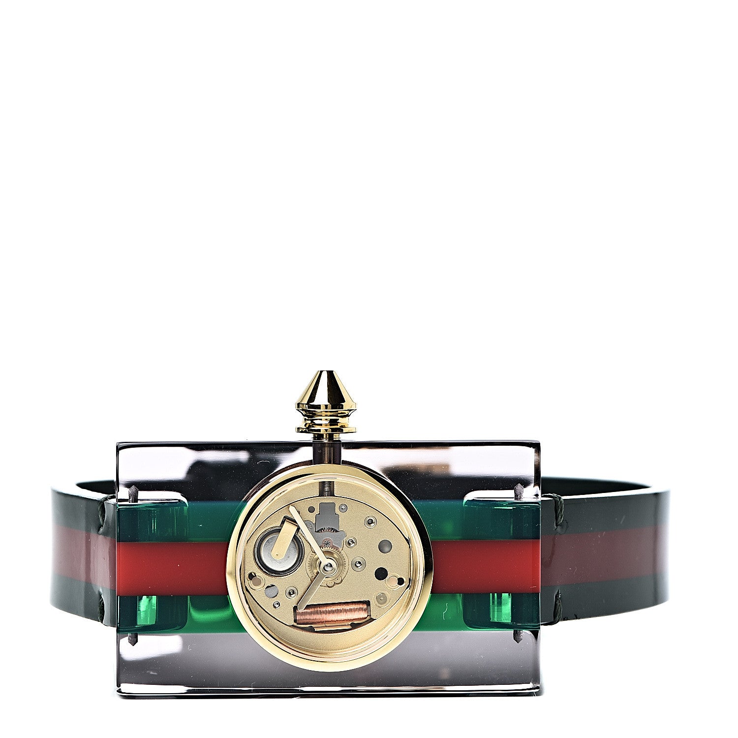 Gucci Stainless Steel Calfskin Plexiglass 24mm Skeleton Quartz Watch 3 of 10