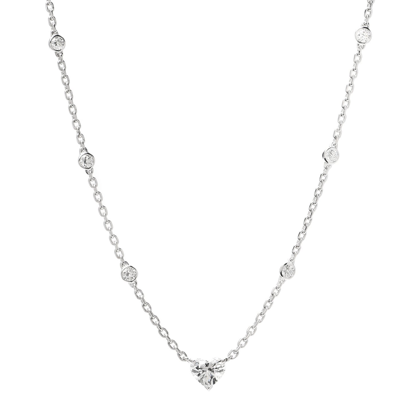 18K White Gold Diamond 1.11ct Melopee Heart Diamond Necklace