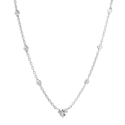 Cartier 18K White Gold Diamond 1.11ct Melopee Heart Diamond Necklace 1 of 7