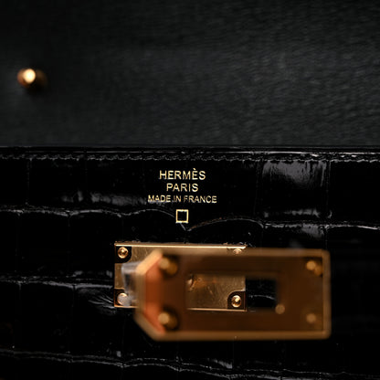 Hermes Shiny Alligator Kelly Wallet To Go Black 6 of 10
