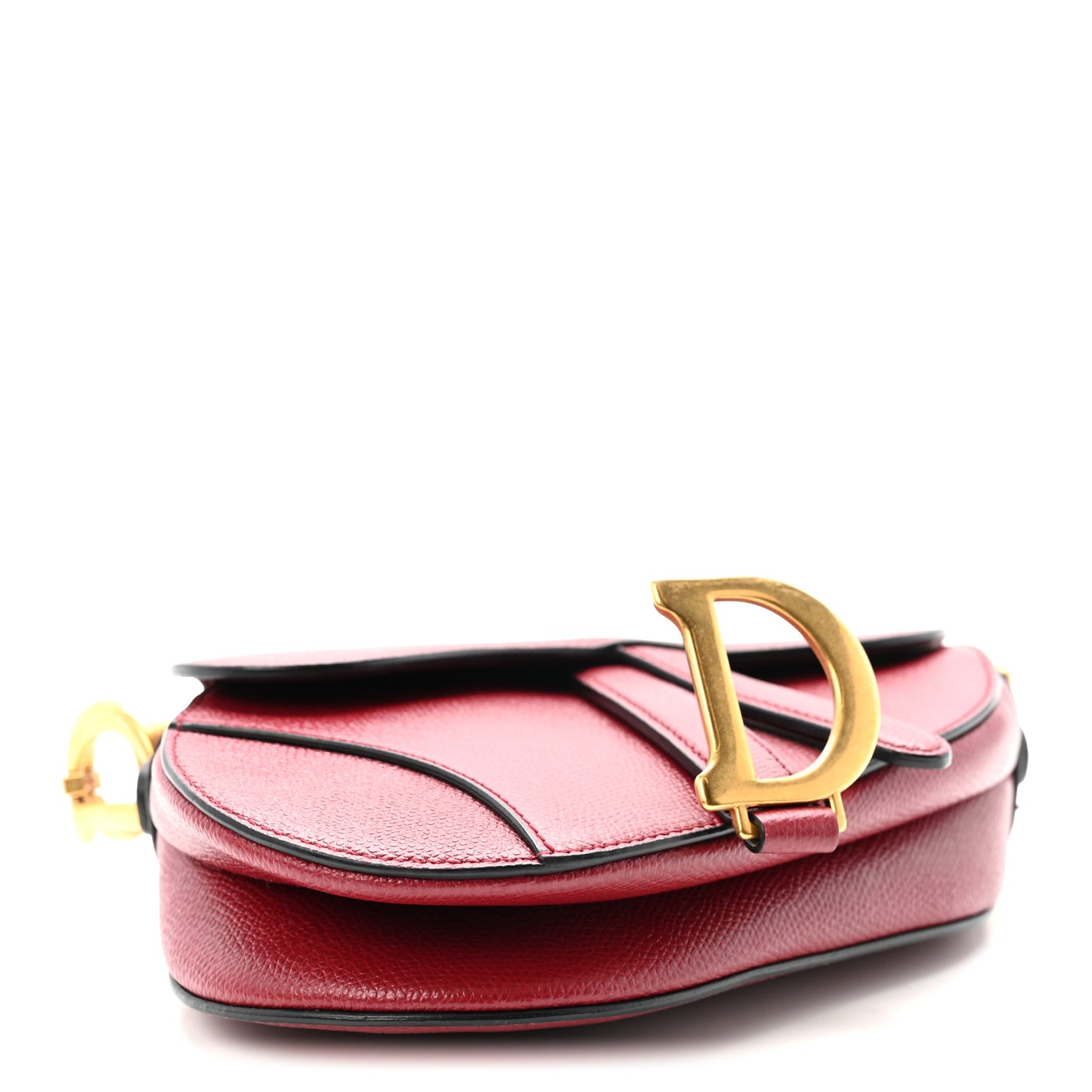 Grained Calfskin Mini Saddle Bag Red