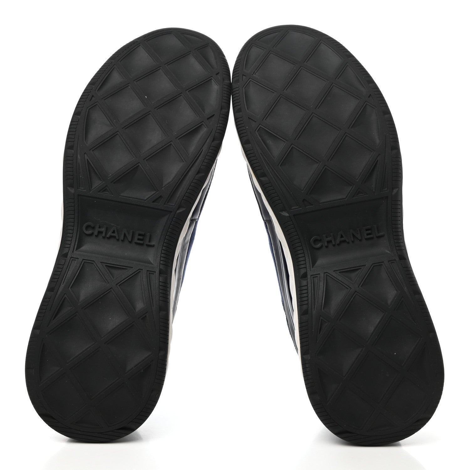 Chanel Velvet Calfskin Mixed Fibers Mens CC Sneakers 45 Blue Black 5 of 9