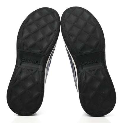 Chanel Velvet Calfskin Mixed Fibers Mens CC Sneakers 45 Blue Black 5 of 9