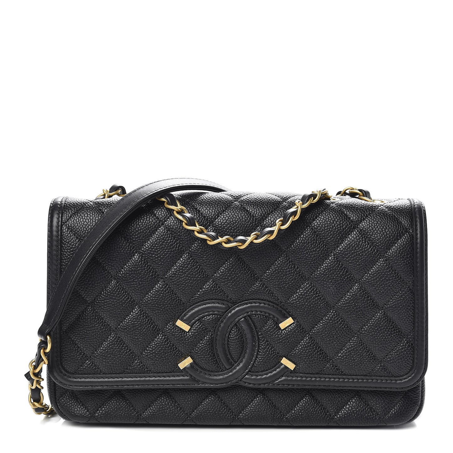 Caviar Quilted Medium CC Filigree Flap Black