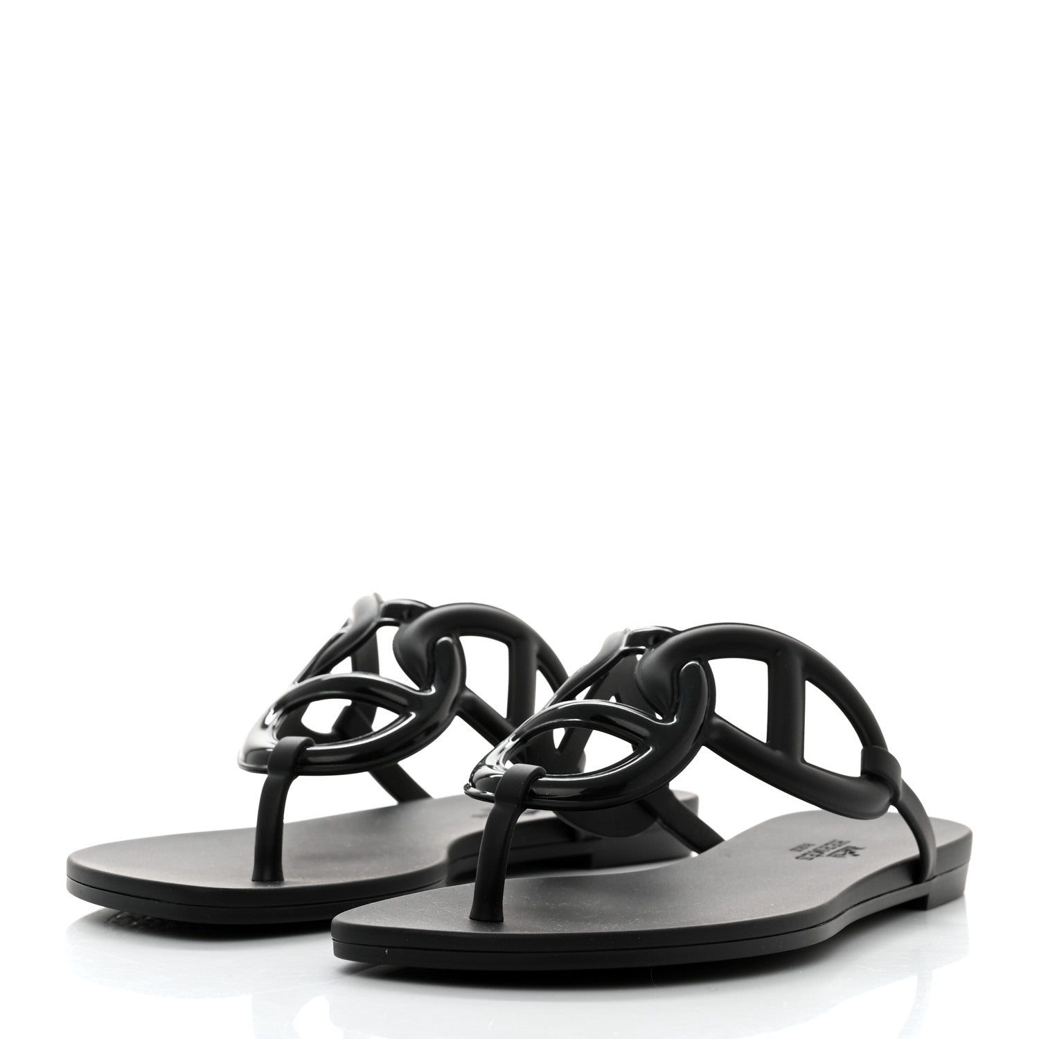 Hermes Rubber Womens Egerie Sandals 36 Black 3 of 9