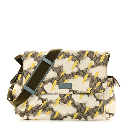 Gucci GG Plus Monogram Lightning Bolt Messenger Diaper Bag Beige 1 of 12