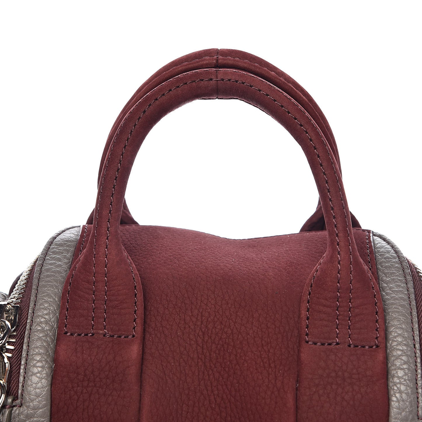 Nubuck Soft Pebbled Calfskin Mini Rockie Beet Stone Rhodium Hardware