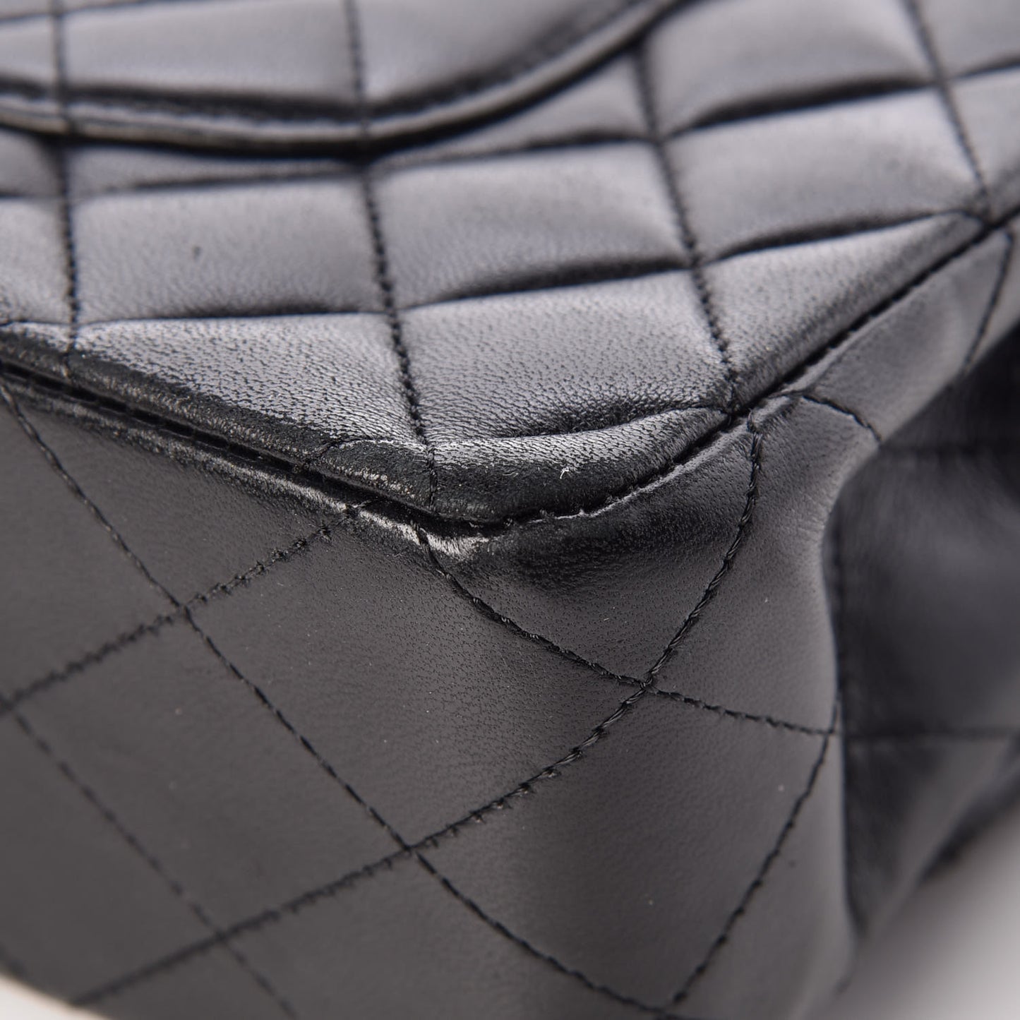 Lambskin Quilted Medium Double Flap Black