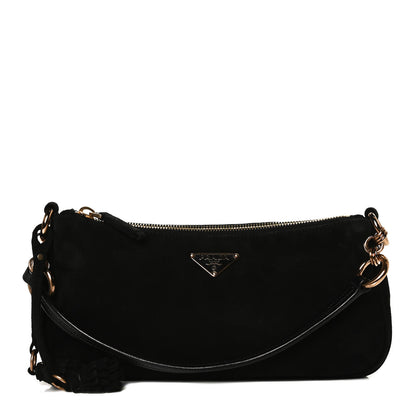 Prada Suede Box Shoulder Bag Black 1 of 15