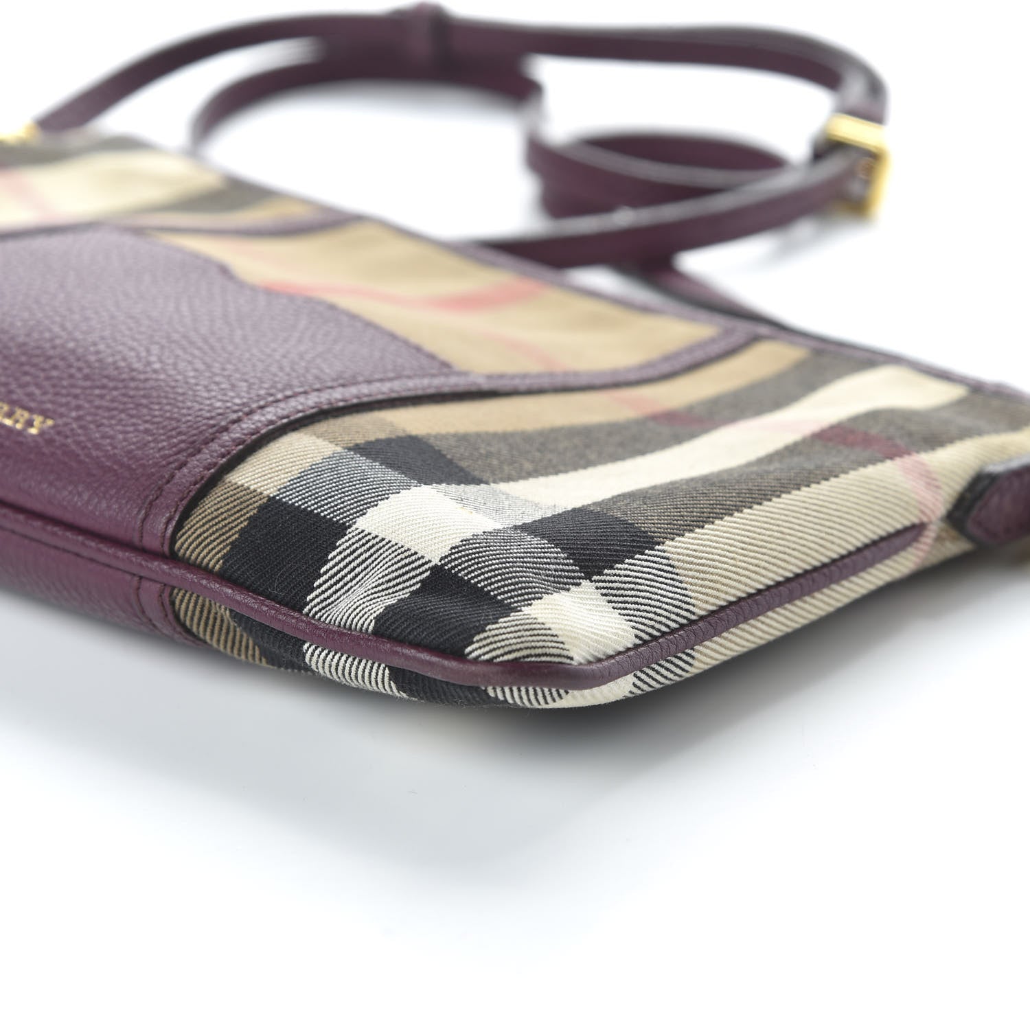 Burberry House Check Peyton Crossbody Clutch Bag Mahogany Red 7 of 9
