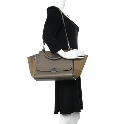 Celine Drummed Calfskin Suede Medium Trapeze Souris 2 of 11