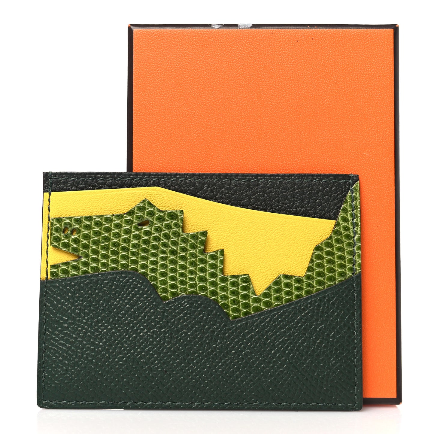 Epsom Evercolor Lizard Chevre Mysore Histoire Naturelle Card Holder Vert Cypress Lime Vert Anis