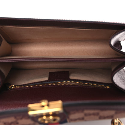 Gucci GG Supreme Monogram Textured Dollar Calfskin Web Small Ophidia Padlock Top Handle Bag Bordeaux 5 of 10