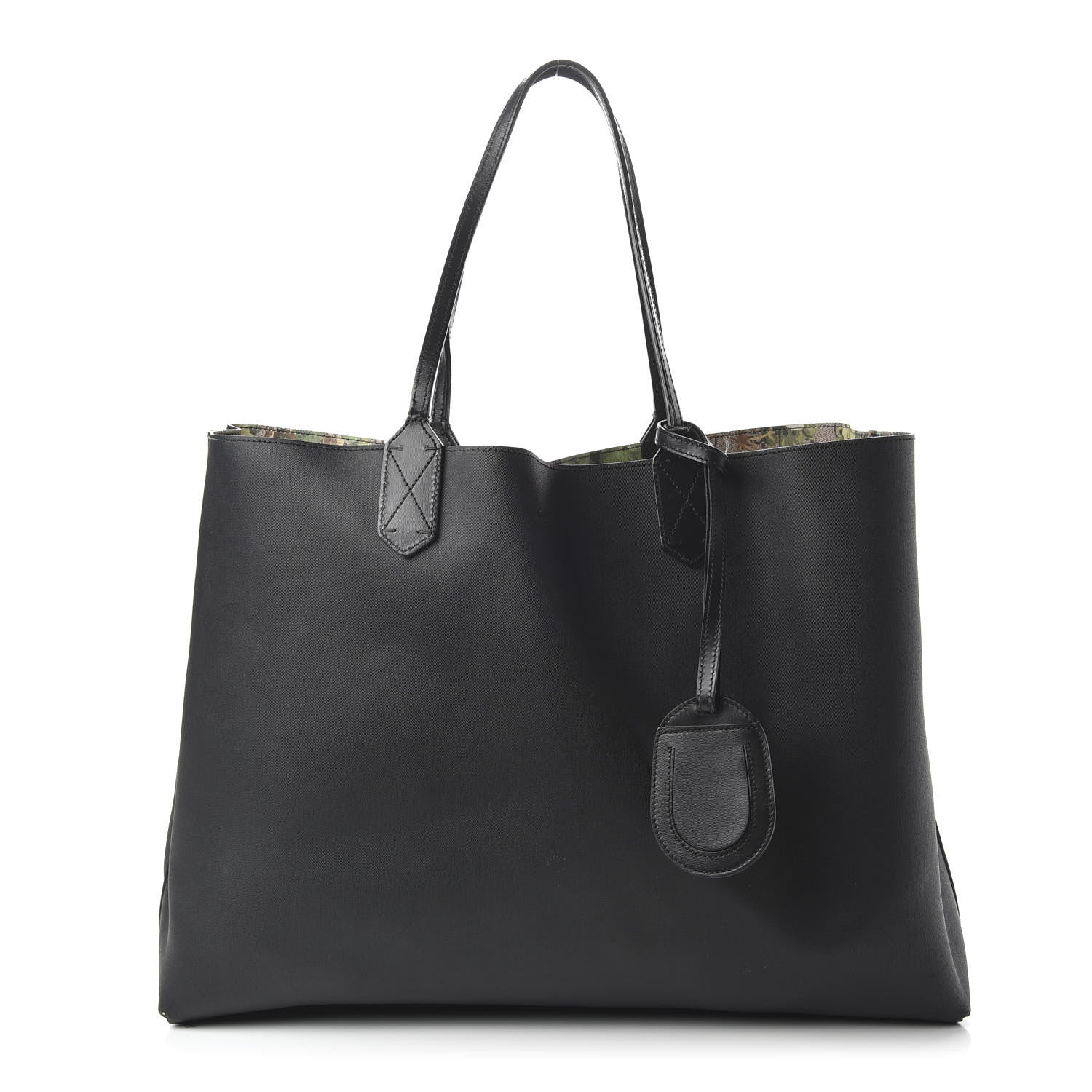 Gucci GG Supreme Monogram Blooms Medium Reversible Tote Beige New Military Black 10 of 17