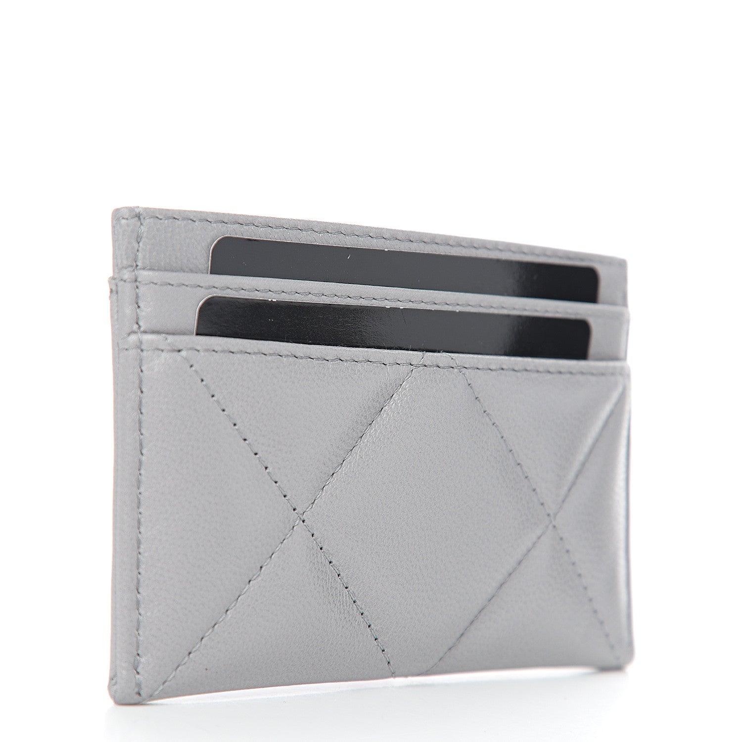 Chanel Shiny Goatskin Quilted 19 Card Holder Grey 2 of 8