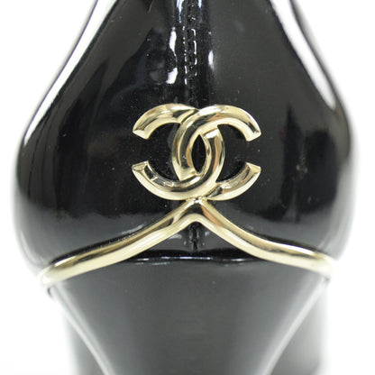 Chanel Patent CC Heels 39.5 Black and Gold 6 of 9