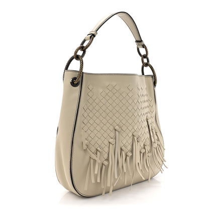 Bottega Veneta Nappa Intrecciato Fringe Large Brio Loop Hobo Beige 3 of 10