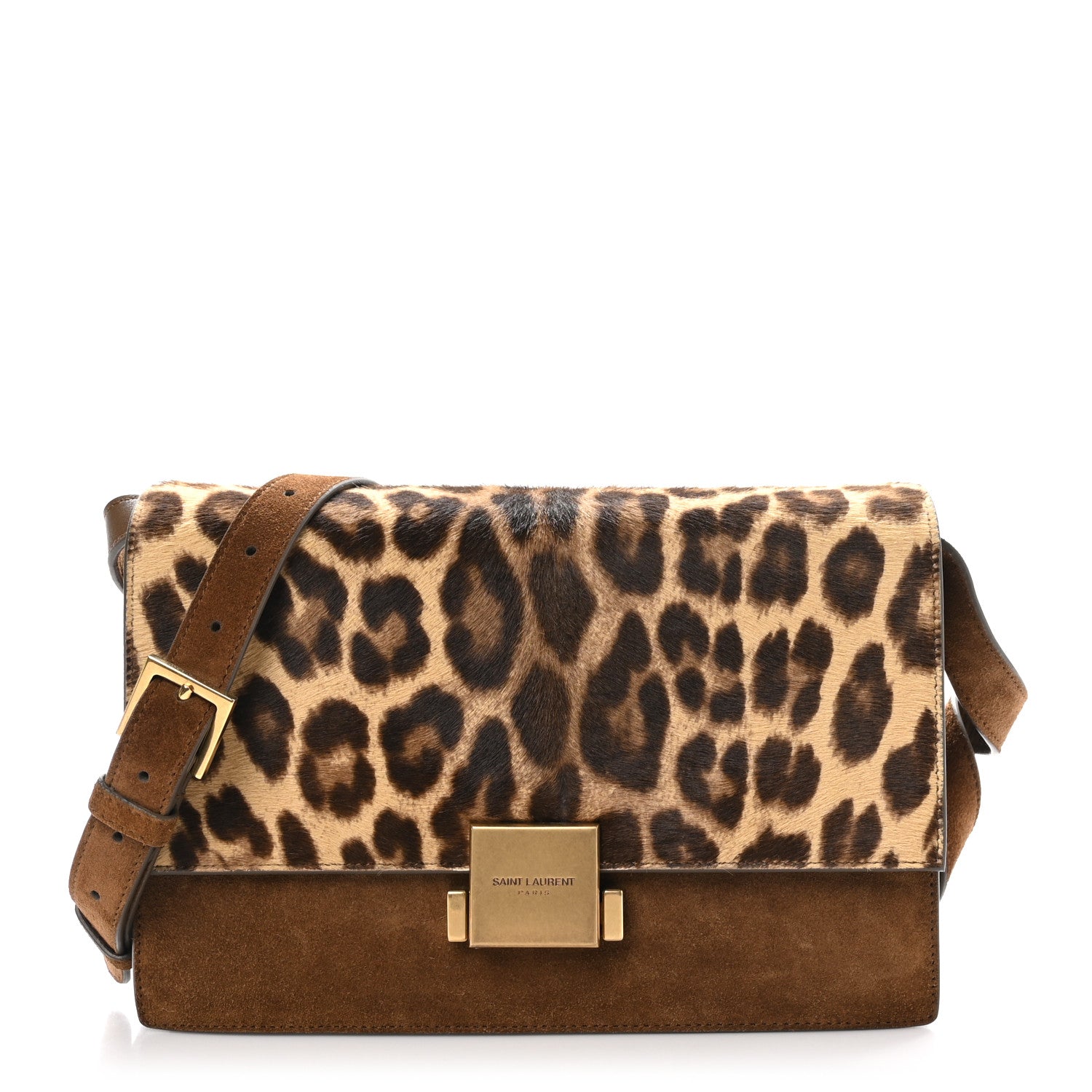 Saint Laurent Pony Hair Suede Leopard Print Medium Bellechasse Brown 1 of 10