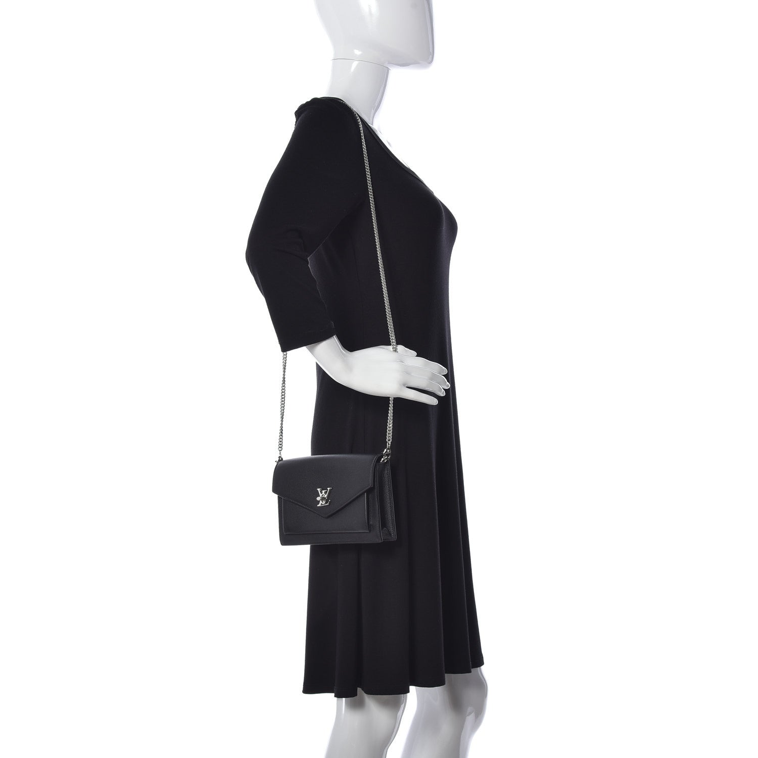 Louis Vuitton Soft Calfskin My Lockme Chain Pochette Black 2 of 13