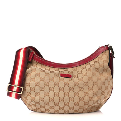 Gucci Monogram Web Medium Half Moon Hobo Red 1 of 9