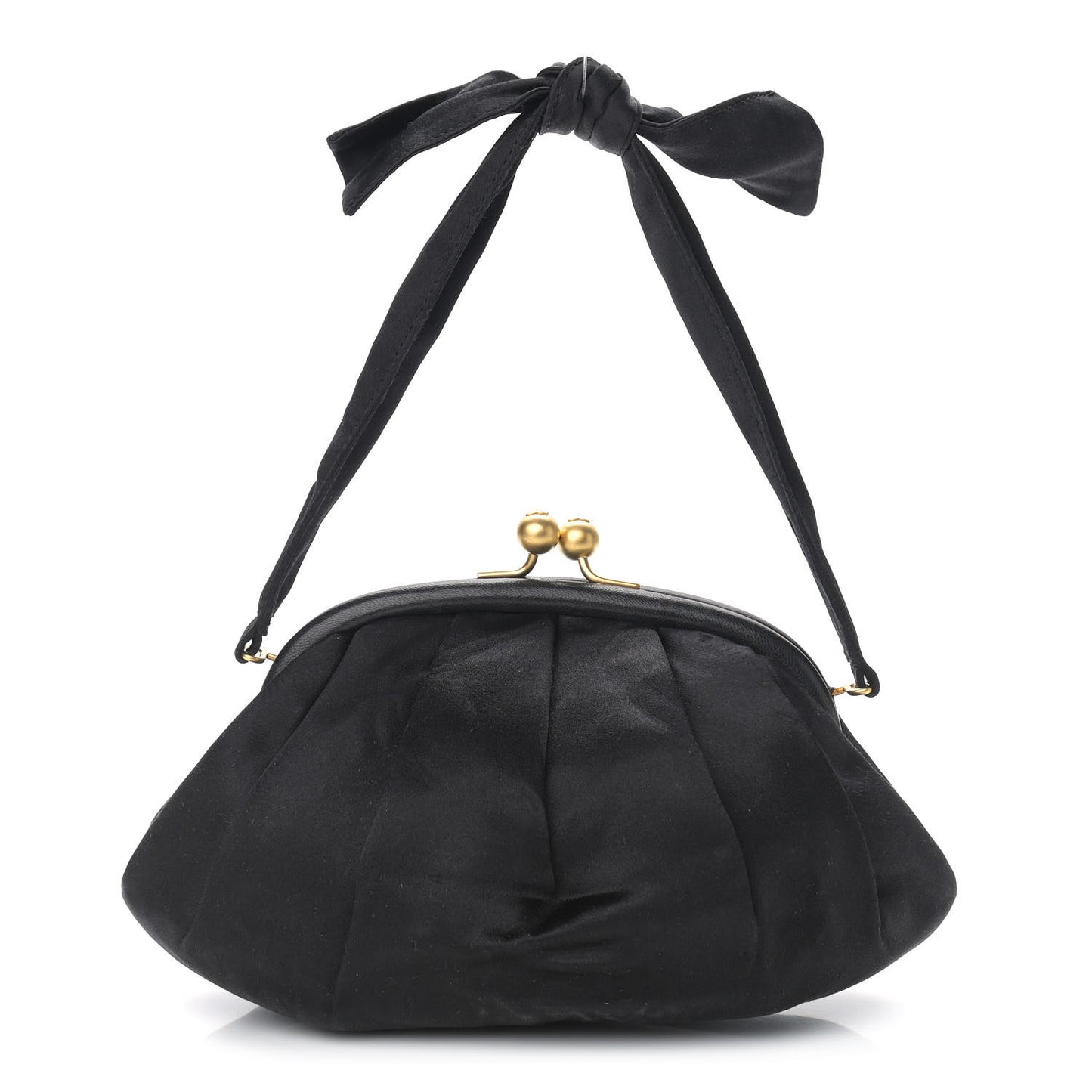 Satin Kisslock Evening Bag Black