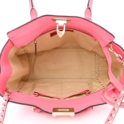 Valentino Garavani Vitello Rockstud Double Handle Tote Fuxia Fluo 5 of 15