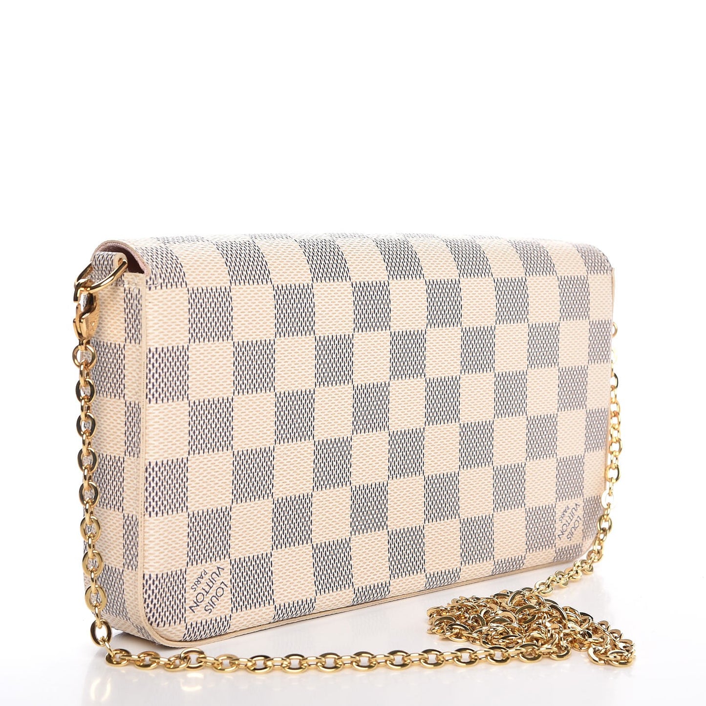 Damier Azur Pochette Felicie Chain Wallet Rose Ballerine
