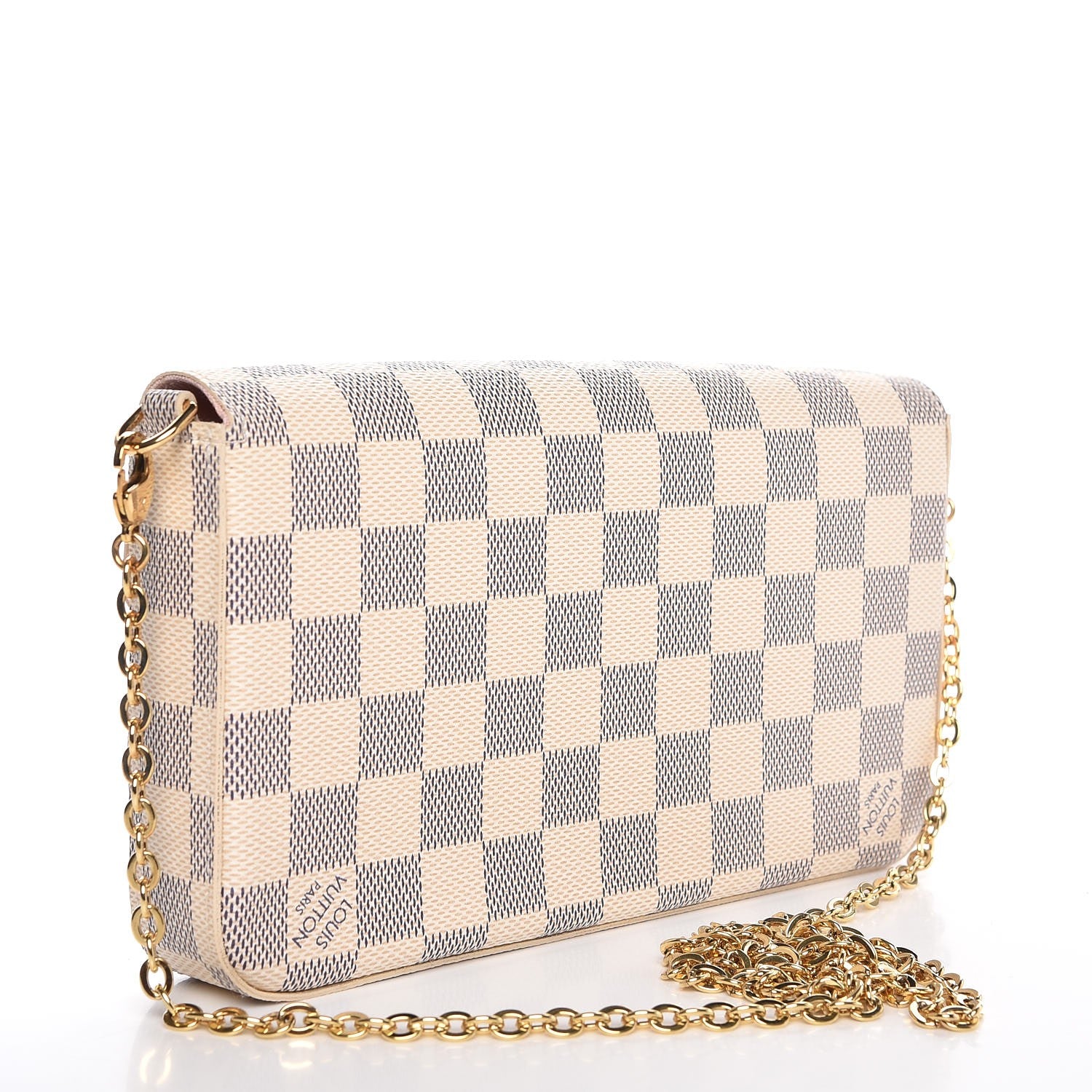 Louis Vuitton Damier Azur Pochette Felicie Chain Wallet Rose Ballerine 3 of 9