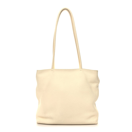 Grained Calfskin Medium Portfolio Tote Ivory