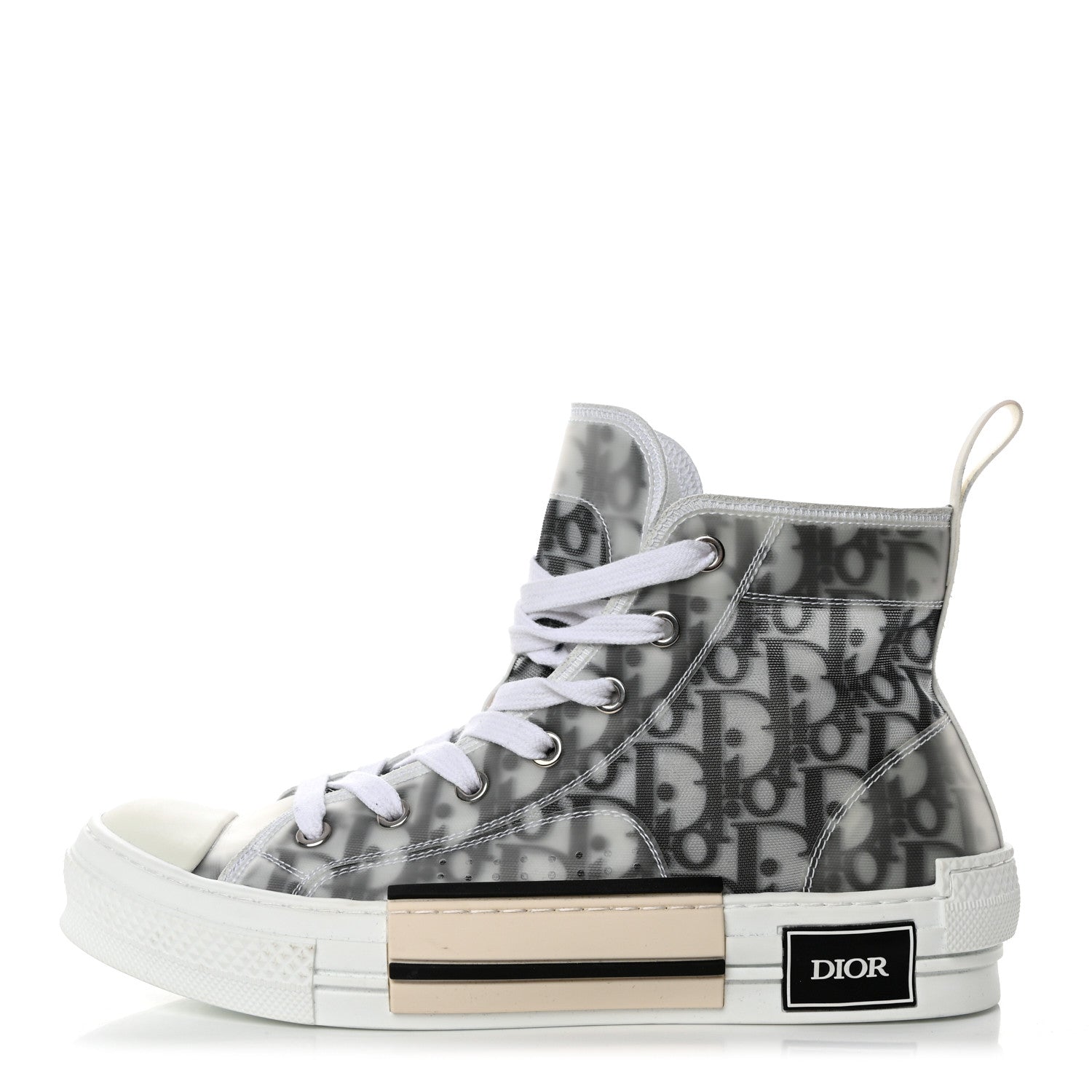 Christian Dior Technical Canvas Oblique Mens B23 High Top Sneakers 39 White Black 1 of 8