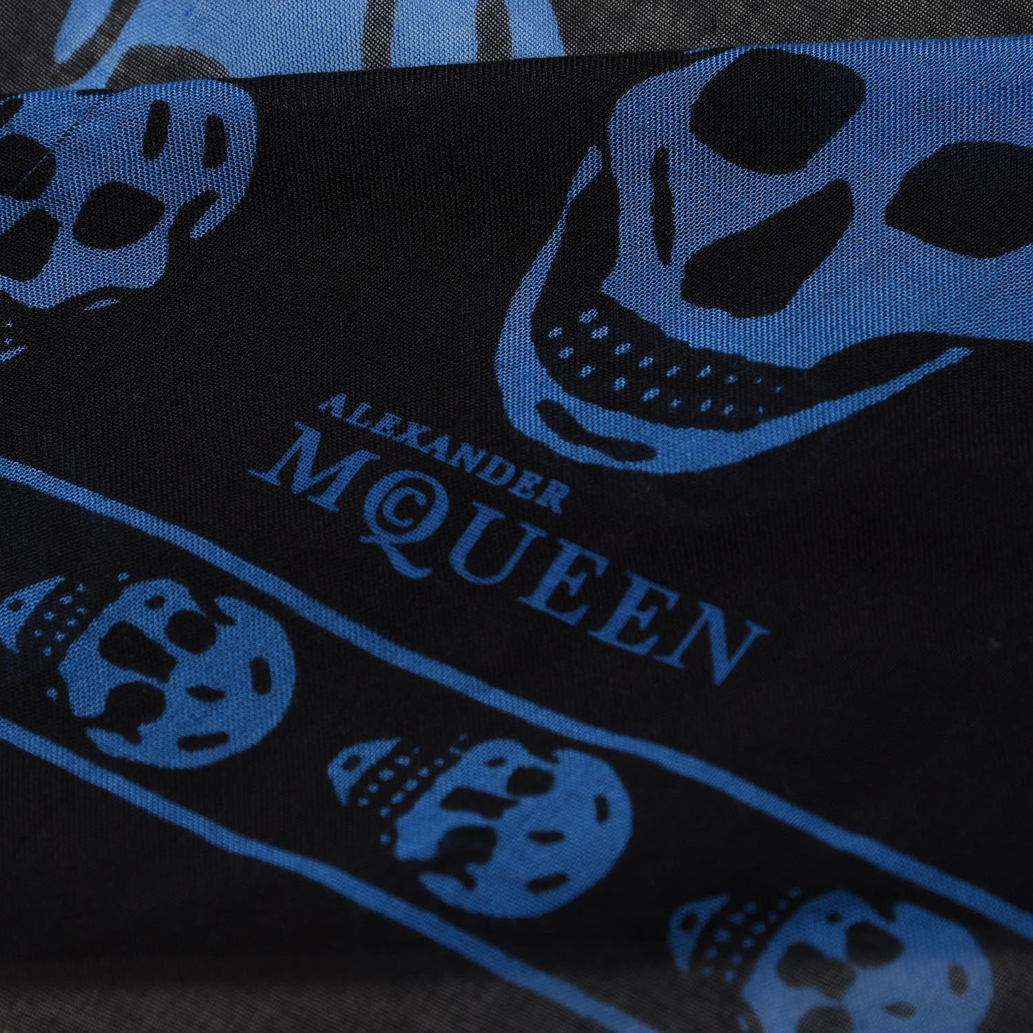 Alexander McQueen Modal Cashmere Skull Scarf Navy Royal Blue 6 of 7