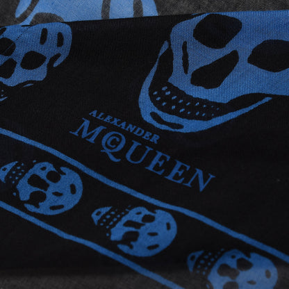 Alexander McQueen Modal Cashmere Skull Scarf Navy Royal Blue 6 of 7