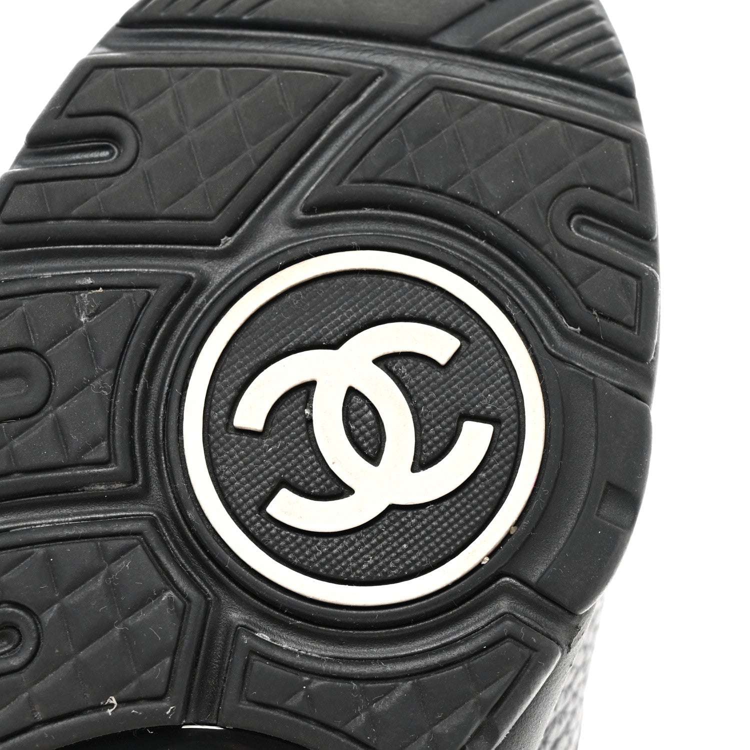 Chanel Mesh Suede Grained Calfskin Womens CC Sneakers 38 Black White 6 of 11