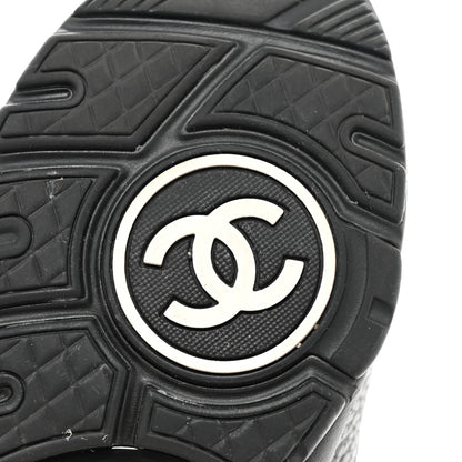 Chanel Mesh Suede Grained Calfskin Womens CC Sneakers 38 Black White 6 of 11