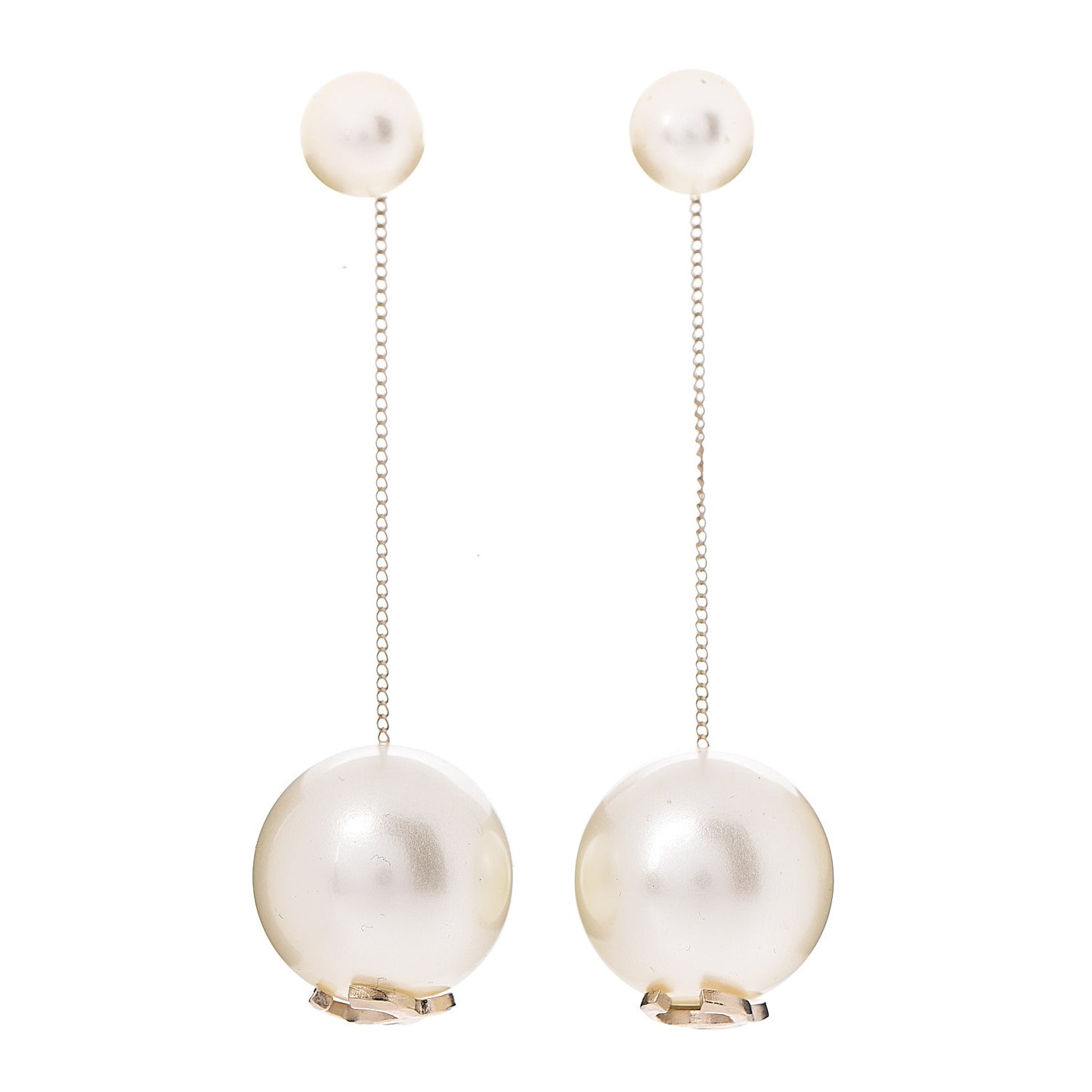 Pearl CC Drop Earrings Gold