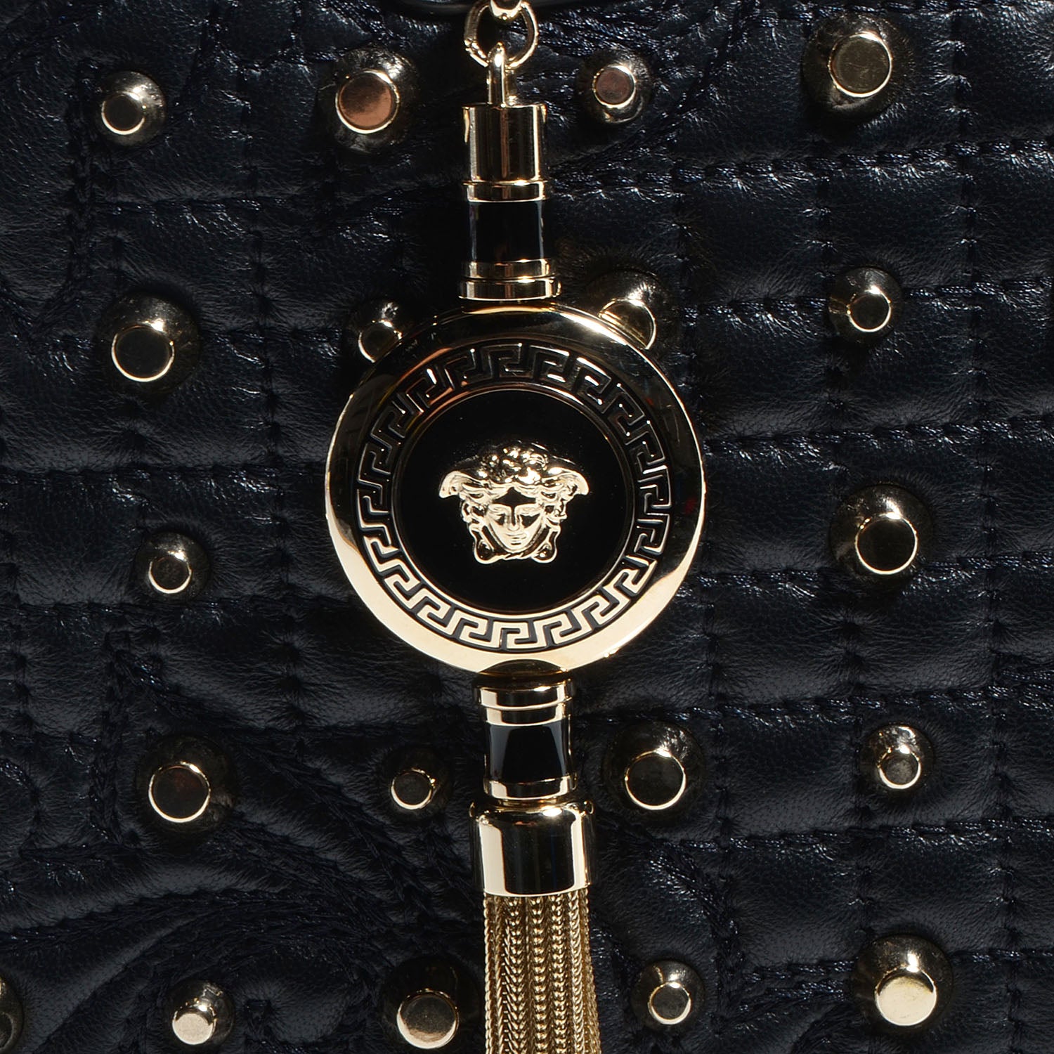 Versace Barocco Quilted Leather Studded Vanitas Demetra Black 5 of 8