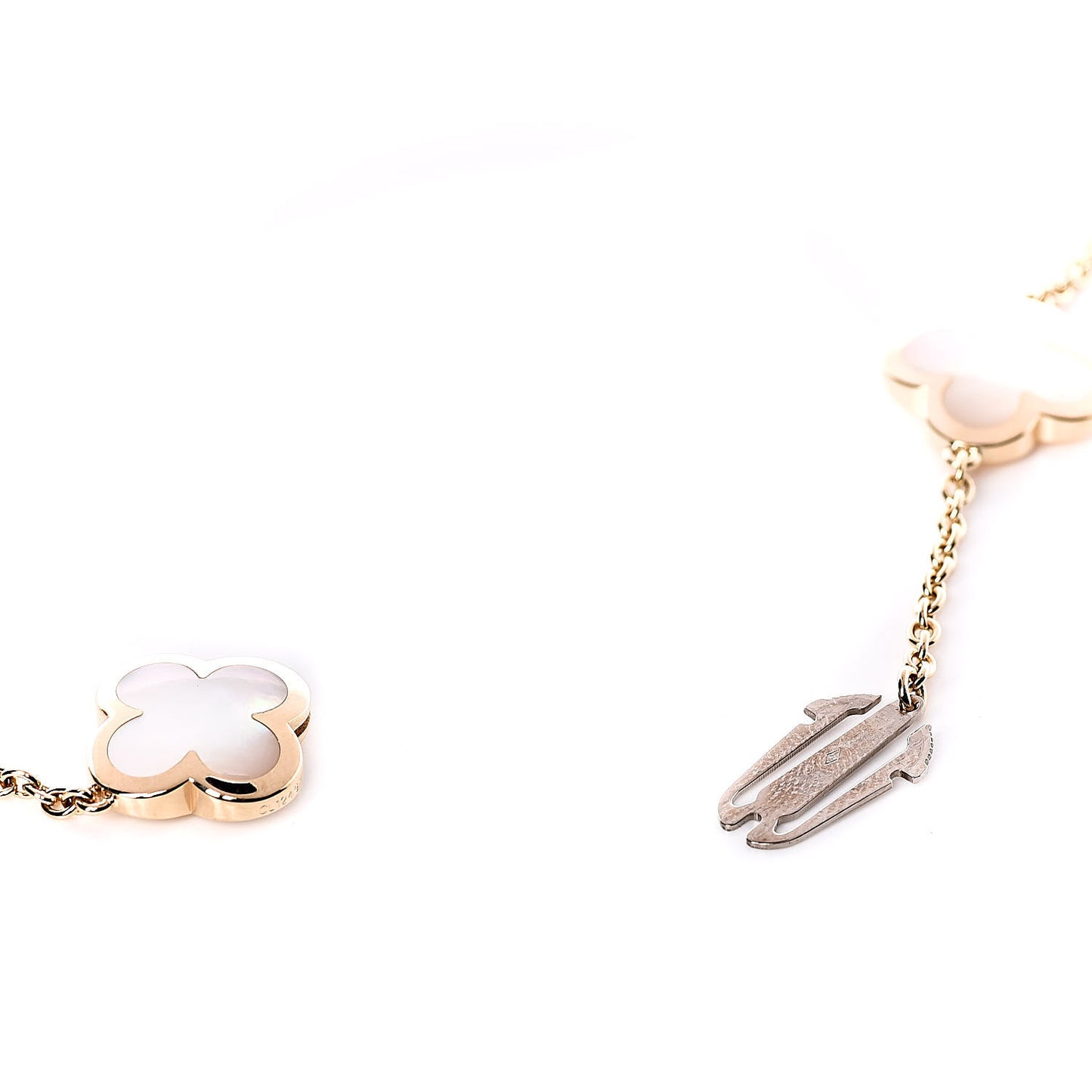 18K Yellow Gold Mother of Pearl 9 Motifs Pure Alhambra Pendant Necklace