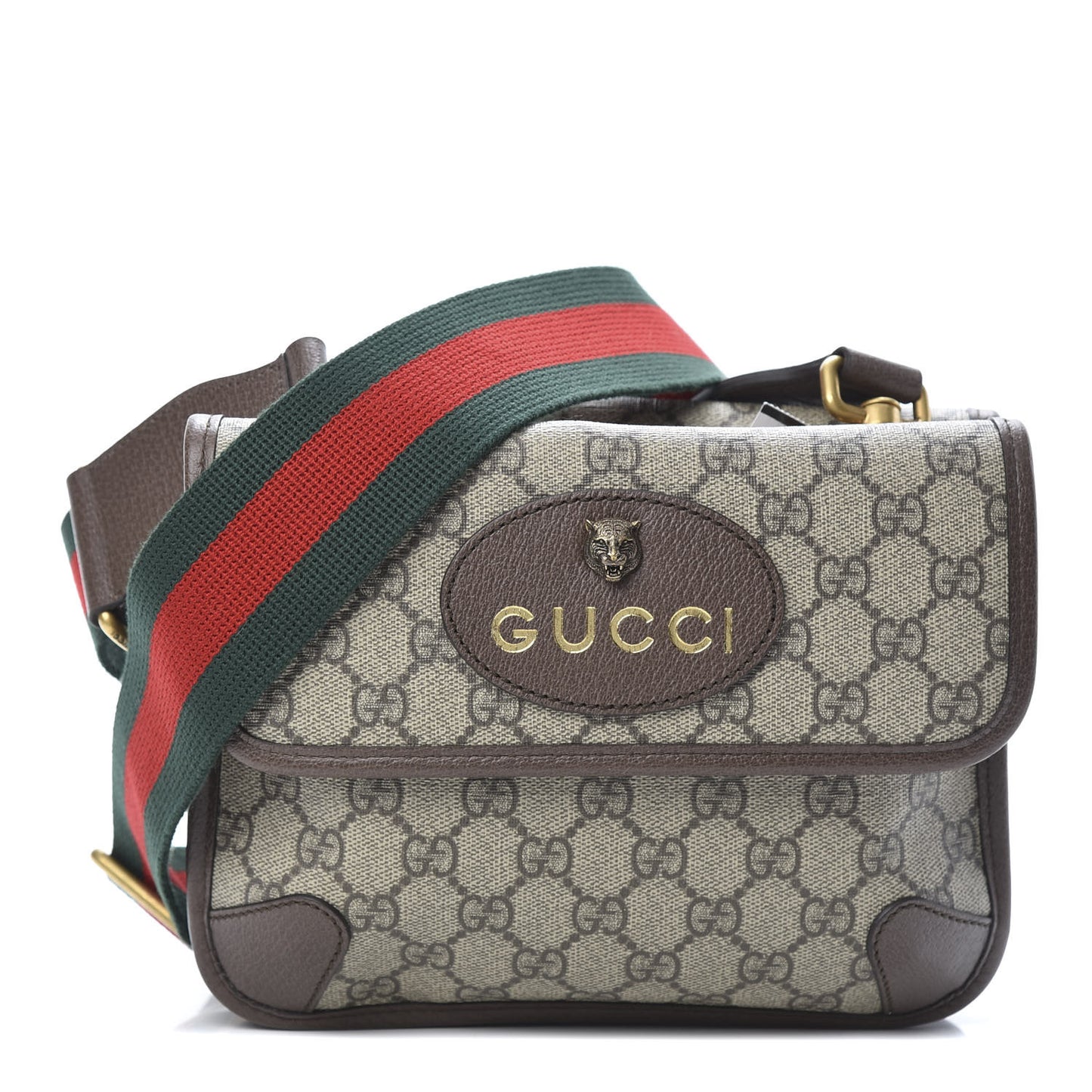 GG Supreme Monogram Web Small Neo Vintage Double Flap Messenger Bag Beige New Acero