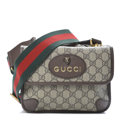 Gucci GG Supreme Monogram Web Small Neo Vintage Double Flap Messenger Bag Beige New Acero 1 of 12