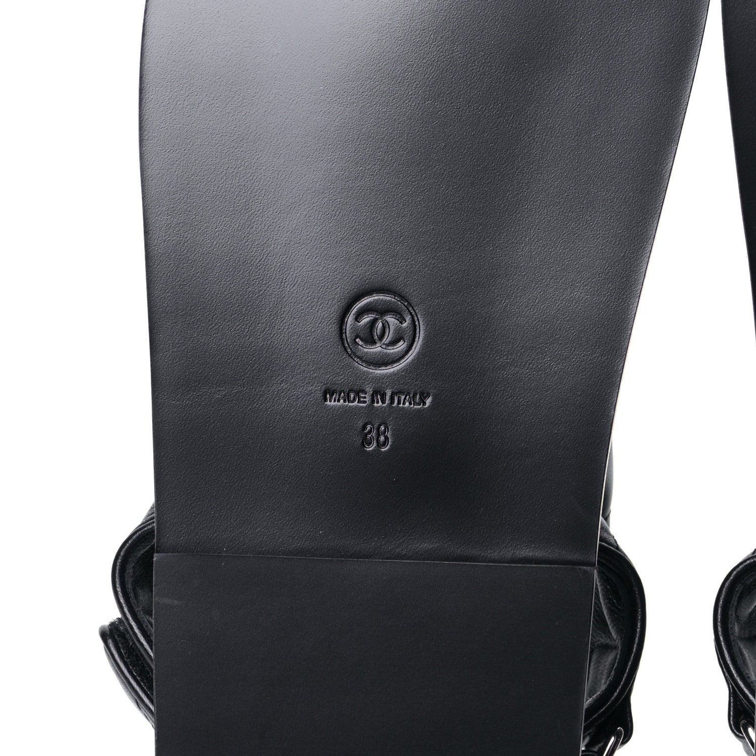 Chanel Lambskin Velcro Dad Sandals 38 Black 8 of 8