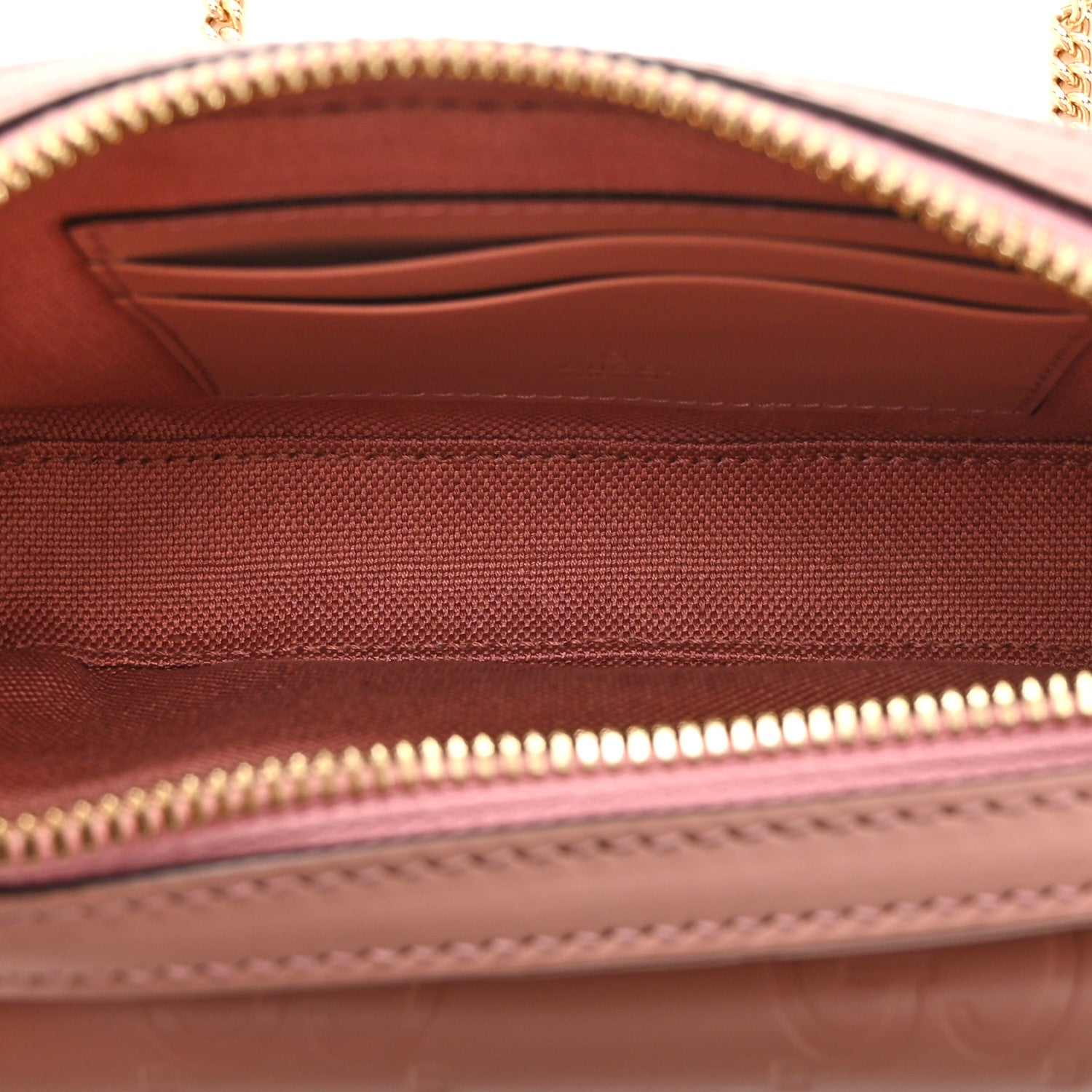 Gucci Calfskin GG Super Mini Debossed Chain Wallet Dust Carmine 5 of 11