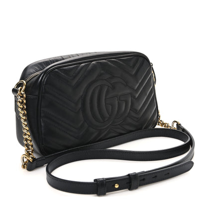 Gucci Calfskin Matelasse Small GG Marmont Chain Shoulder Bag Black 3 of 10