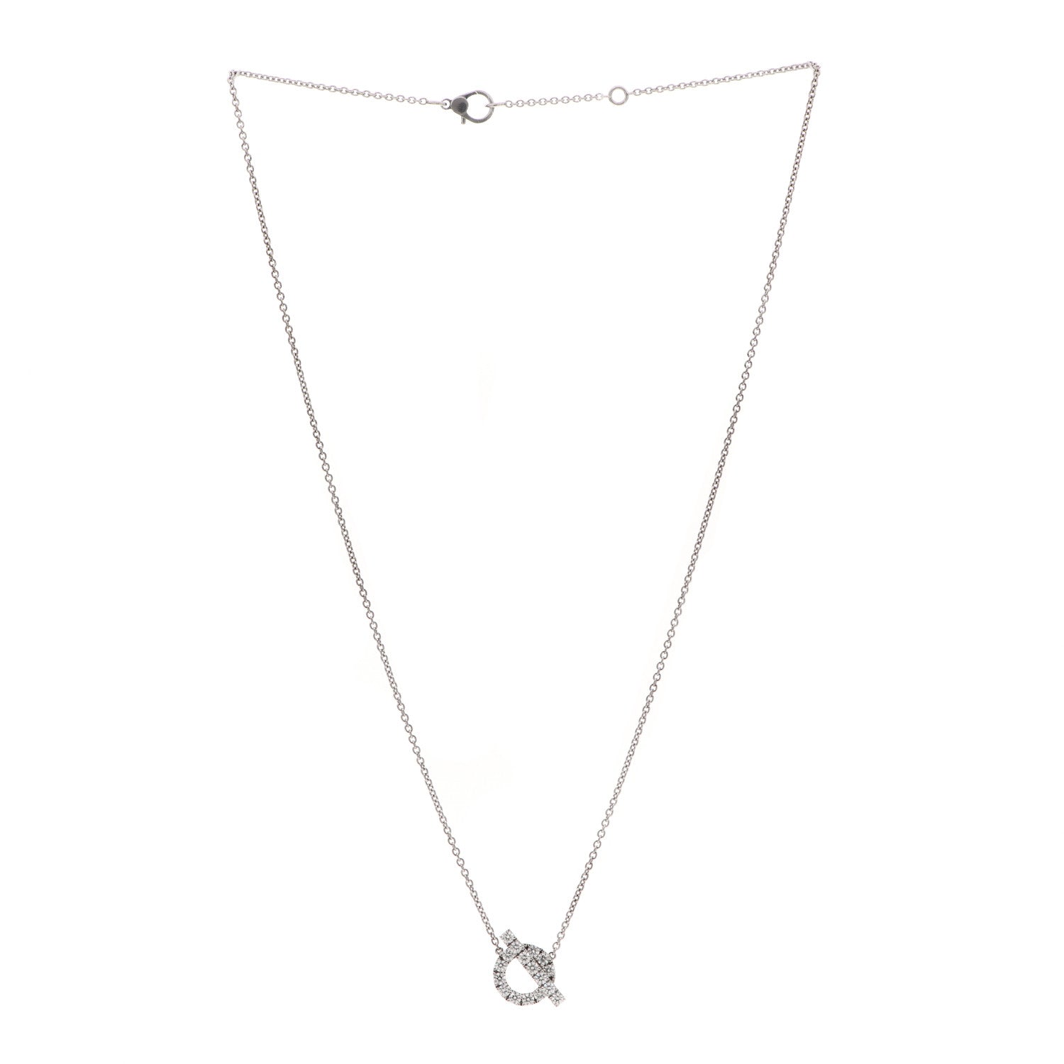 Hermes 18K White Gold Diamond Finesse Pendant Necklace 3 of 5