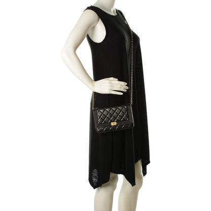 Chanel Lambskin Quilted Boy Wallet On Chain WOC Black 2 of 8