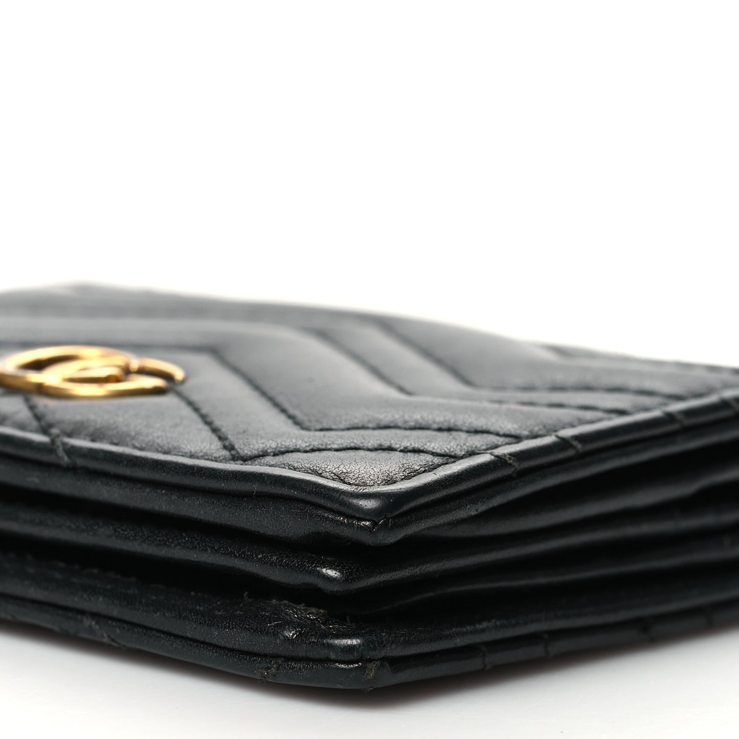 Calfskin Matelasse GG Marmont Card Case Black